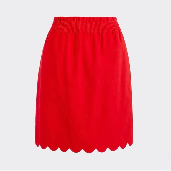 J. Crew Red Scallop Trimmed Mini Skirt - Picture 1 of 4